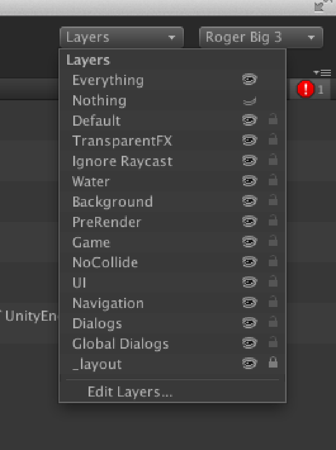 Nift Unity layer pop-up for locking and hiding layers